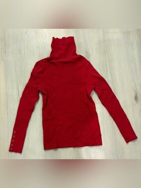 Talbots Red Ribbed Turtleneck Sweater